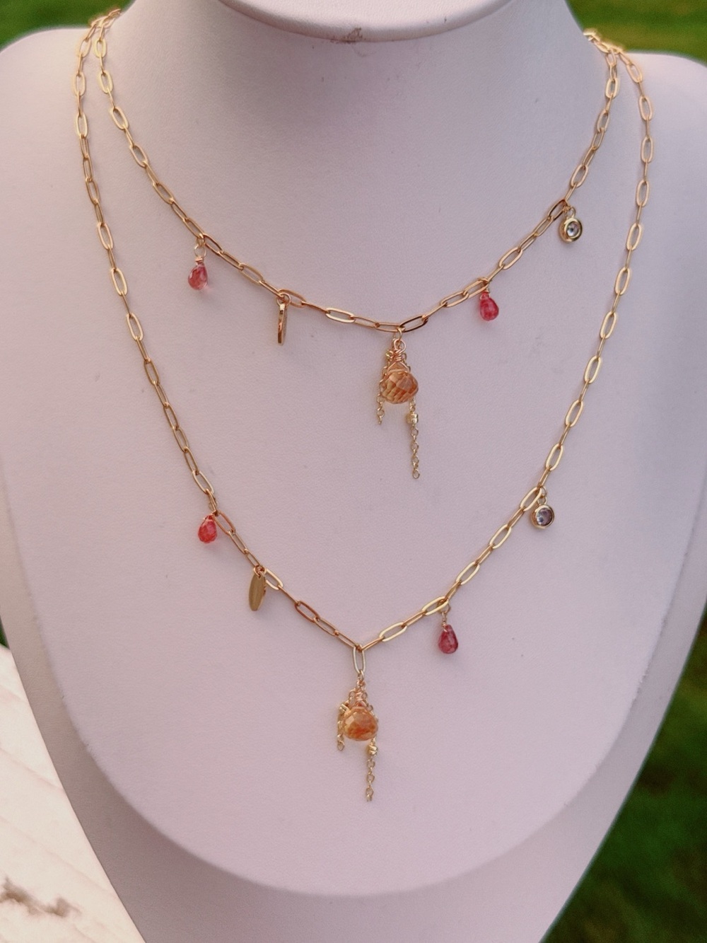 26X486 Handmade Citrine Spinel Stainless Steel Necklace 16+2โ - Picture 4 of 8